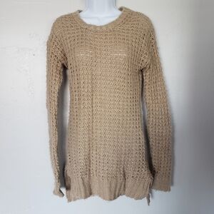 Taupe Brown Long Sleeve Sweater Tunic Open Kit Med